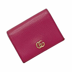 Gucci Bi fold Wallet Pink GG Marmont Leather Snap Closure Compact Folding